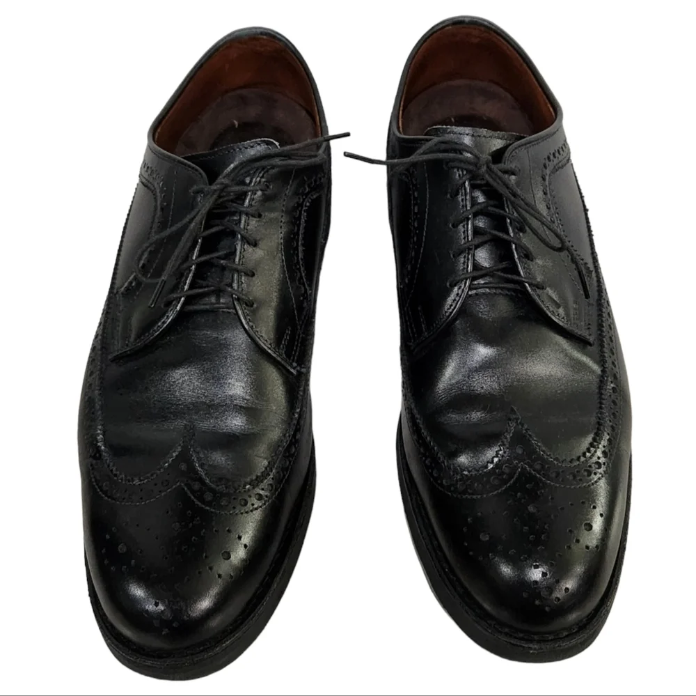 Allen Edmonds black wingtip oxford dress shoes men's size 10.5 D